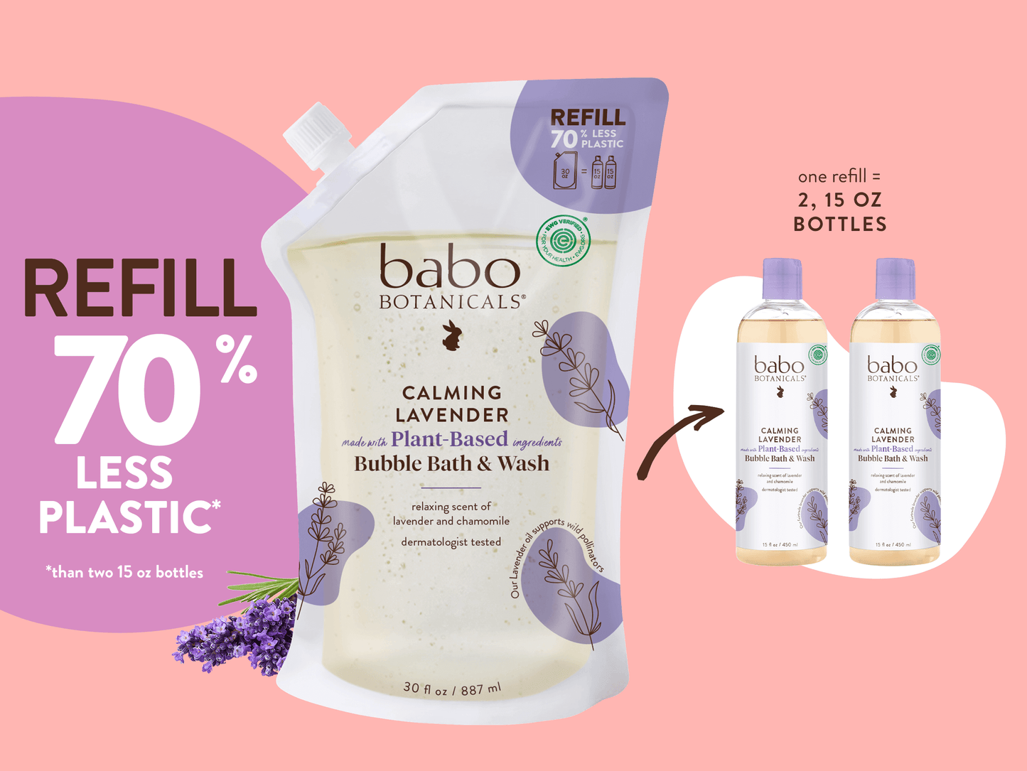Calming Lavender Bubble Bath & Body Wash Refill Set