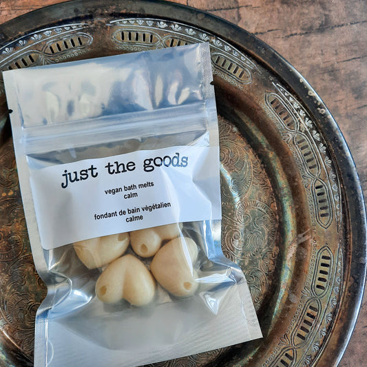 Just the Goods vegan fizzing bath melts made with cocoa butter
