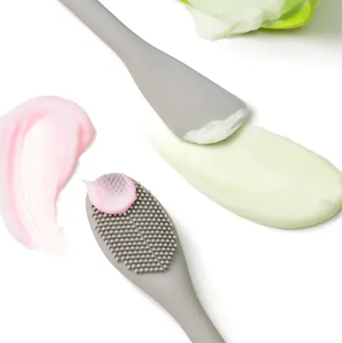 silicone face mask applicator / removal brush + facial scrub brush for beards
