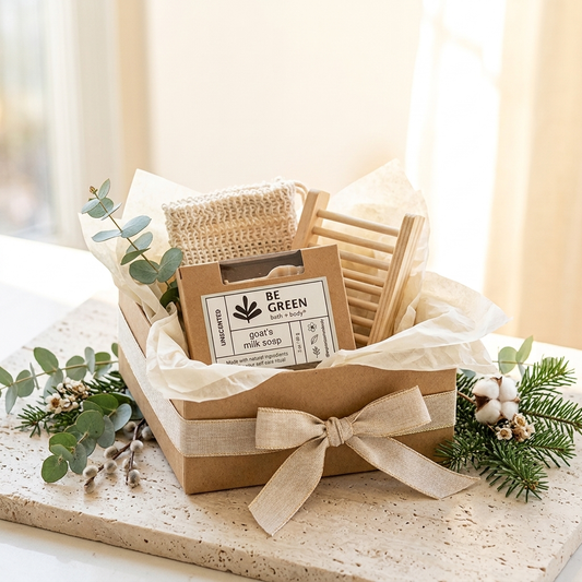 Goat Milk Soap Gift Set with Sisal Bag & Bamboo Dish
