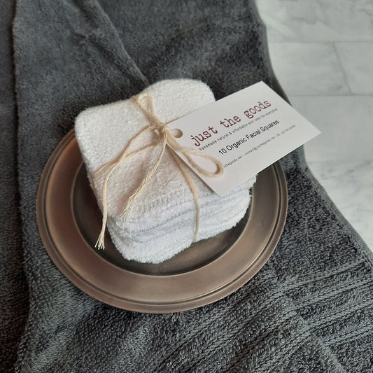 organic bamboo + cotton facial squares and/or cotton mesh laundry bags