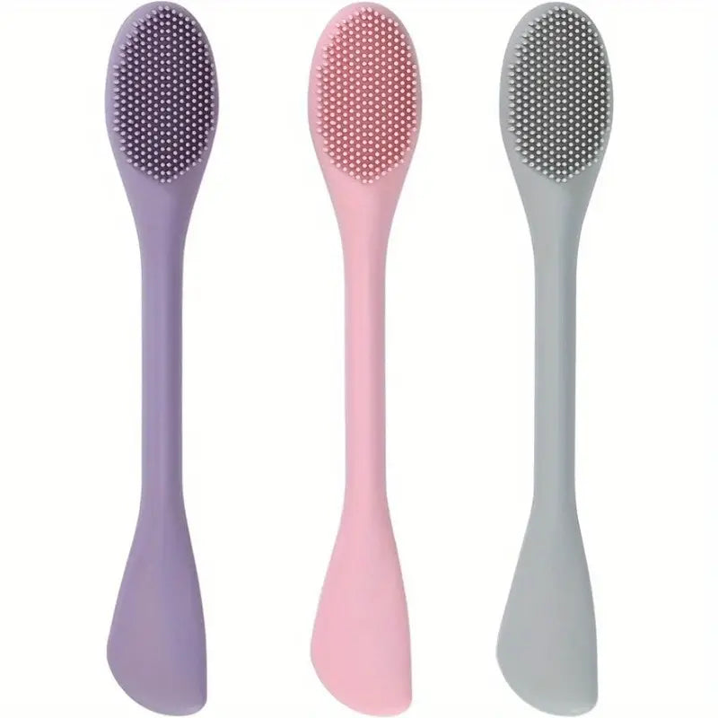 silicone face mask applicator / removal brush + facial scrub brush for beards