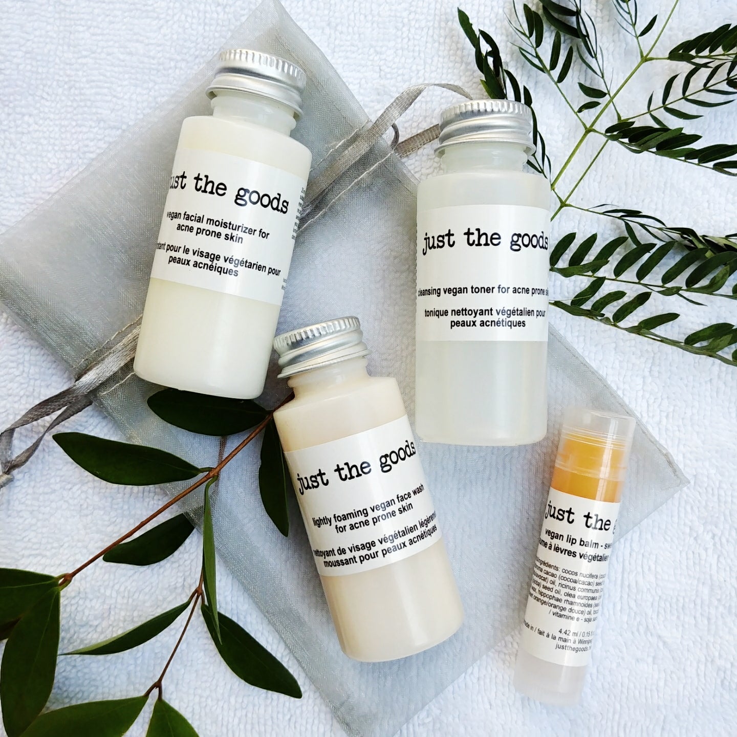 Just the Goods "about face" vegan skin care sample kit