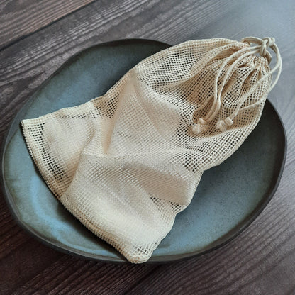 organic bamboo + cotton facial squares and/or cotton mesh laundry bags