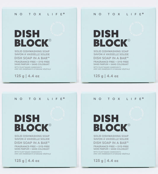 DISH BLOCK® solid dish soap - Fragrance Free - Pack of 4 - No Tox Life®