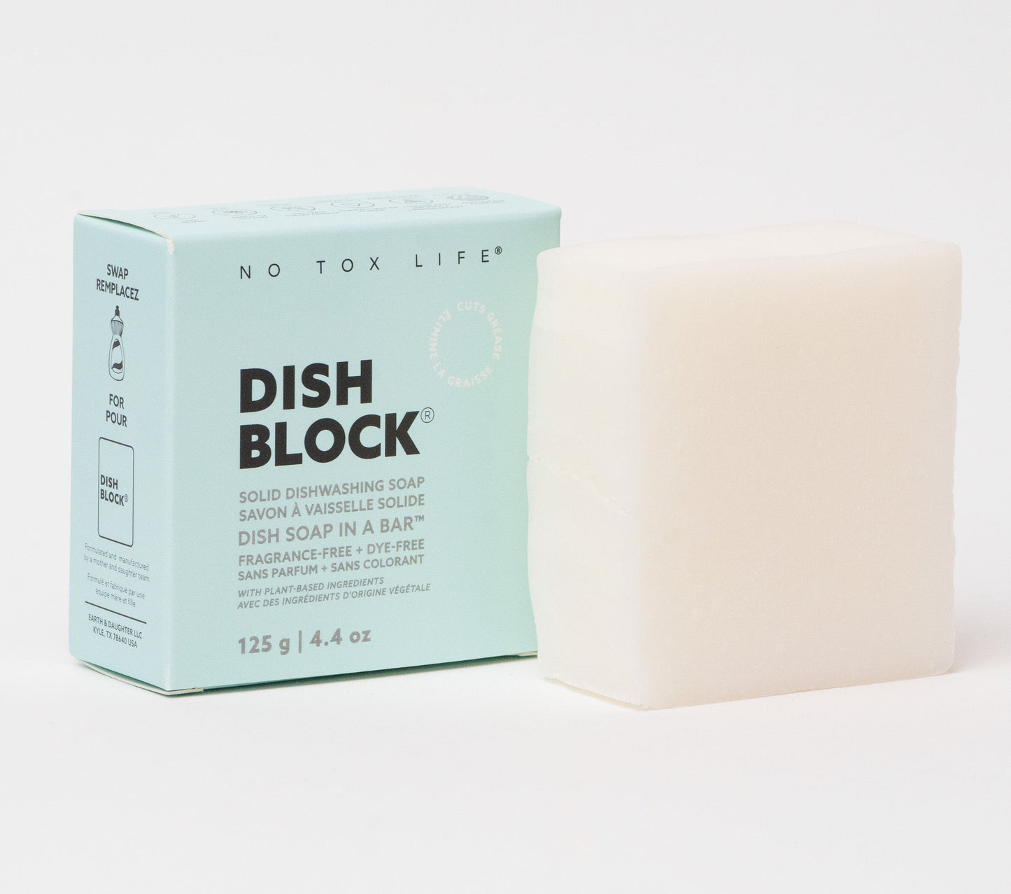 DISH BLOCK® solid dish soap - Fragrance Free - Pack of 4 - No Tox Life®