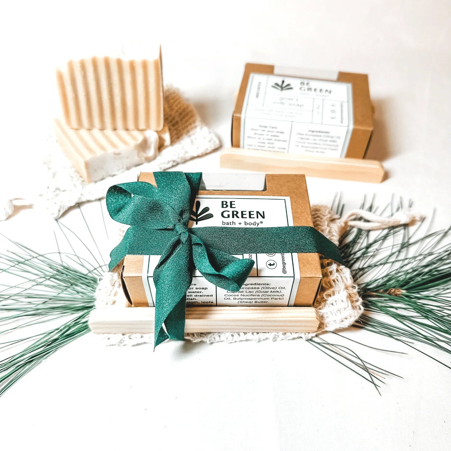 Goat Milk Soap Gift Set with Sisal Bag & Bamboo Dish