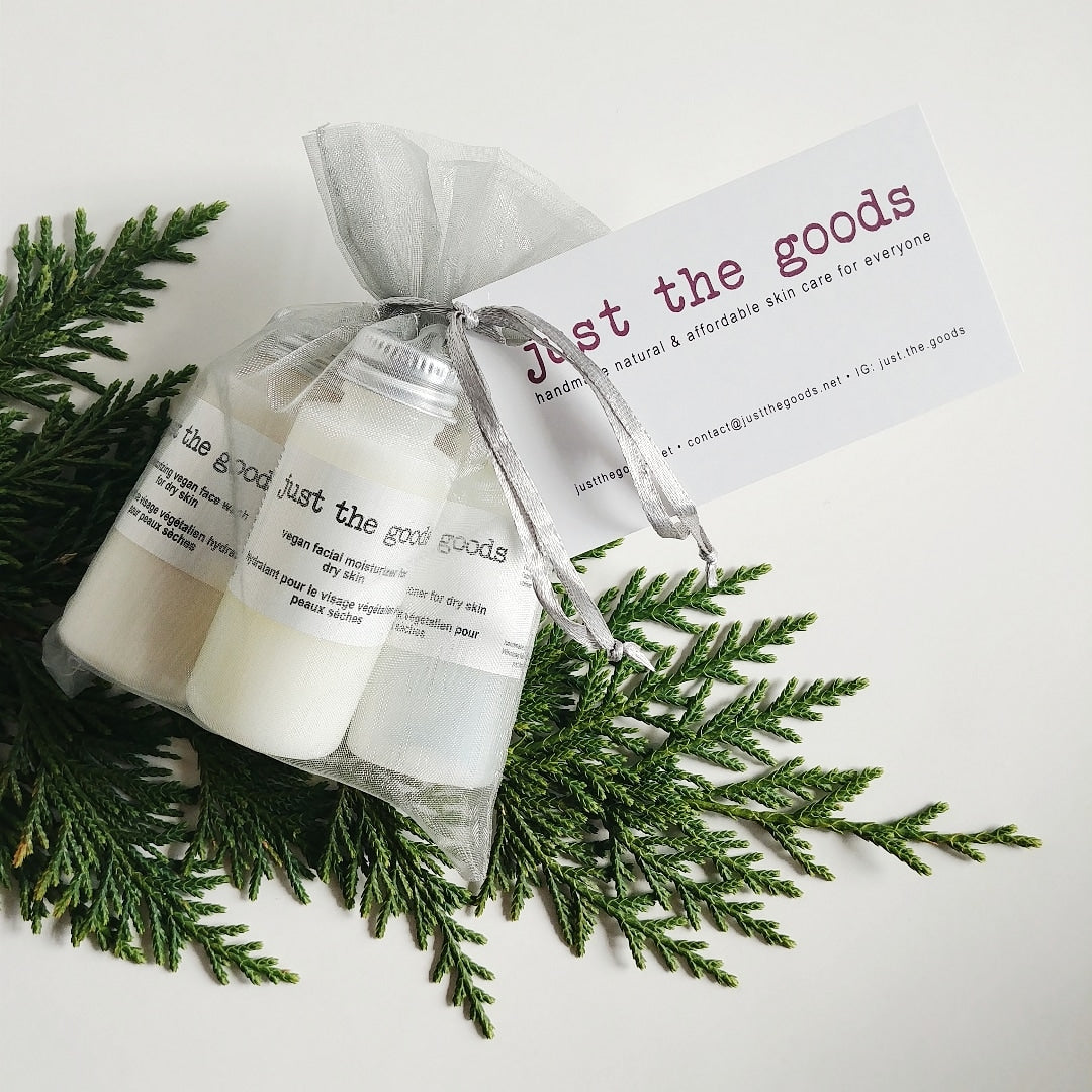 Just the Goods "about face" vegan skin care sample kit