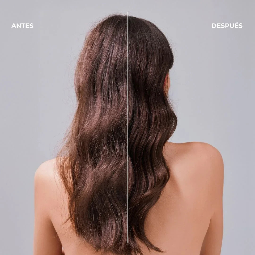 imagen del antes y después de usar el producto Antifrizz de FARMA DORSCH