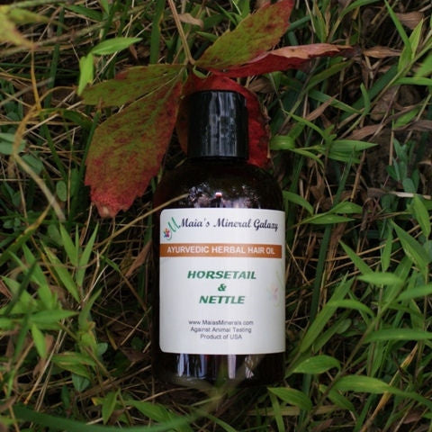 AYURVEDIC HERBAL HAIR OIL - HORSETAIL & NETTLE