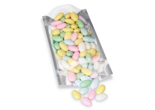 Glossy Stand-Up Barrier Pouches / Resealable Bags - Silver Back 5 x 8 x 2 1⁄2" - 25 pack