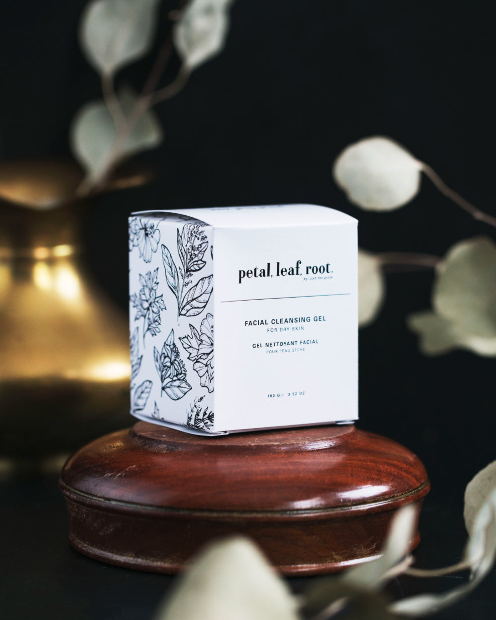 petal, leaf, root. by Just the Goods facial cleaning gel for dry skin