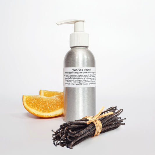 Restocked! Just the Goods limited edition vanilla and orange "creamsicle" hand/body lotion