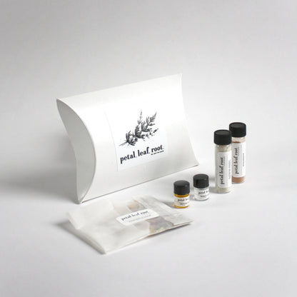 petal, leaf, root. by Just the Goods facial care for normal/sensitive skin sample set
